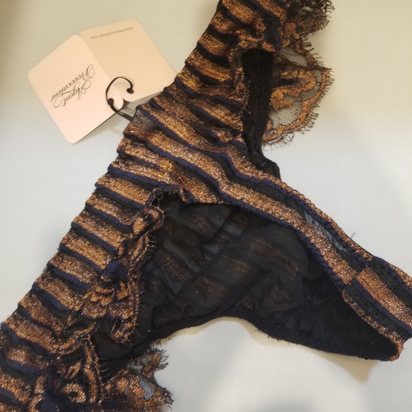 NWT Agentprovocateur Sapphira Thong Bronze/Navy - Picture 5 of 7